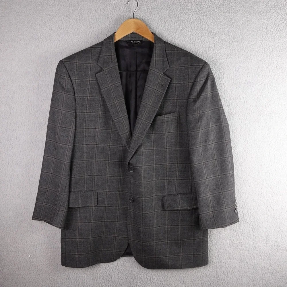Jos. A. Bank‎ Signature Collection Grey Windowpane Plaid Wool Sport Coat 42R
